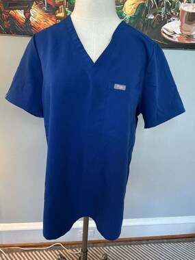 FIGS Catarina Technical Collection V-Neck Scrub Top Blue Women's Size Large